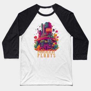 Powered By Plants - Synthwave Style Vegetable Power Plant Baseball T-Shirt